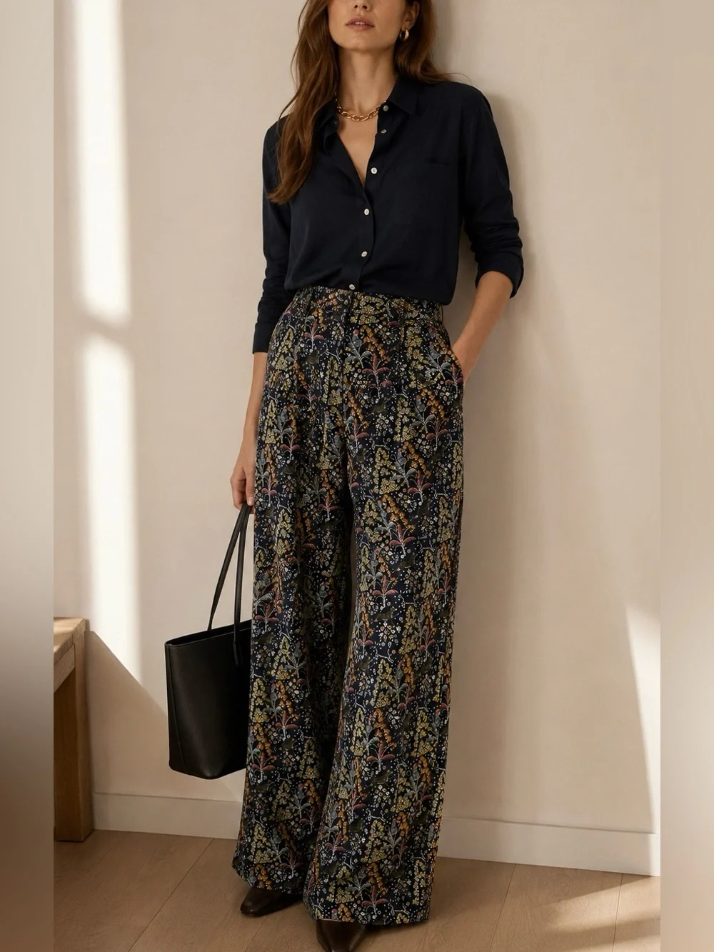 J.Crew Point Sur Jungle Print Crepe Belted Wide Leg Pants
